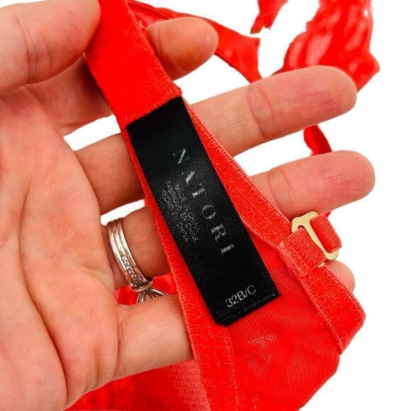 Natori Feathers Sheer Lace Bra 739023 bright red size 32 B/C - Picture 6 of 7